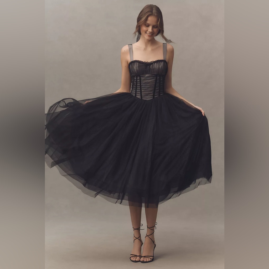 Bhldn Tulle Corset Fit & Flare Dress